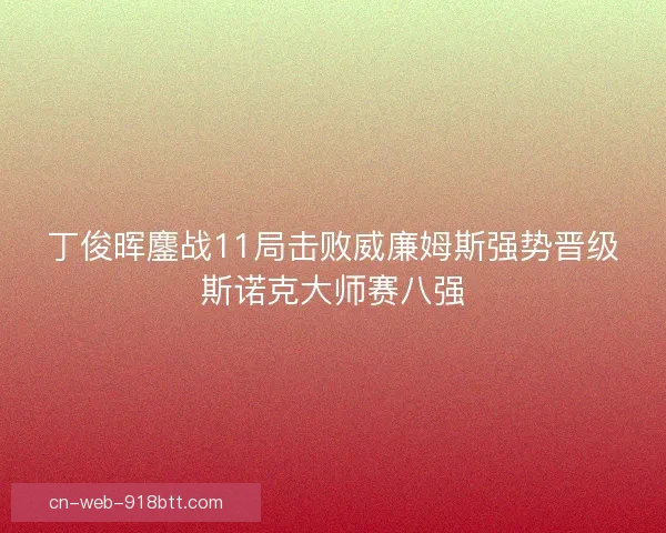 丁俊晖鏖战11局击败威廉姆斯强势晋级斯诺克大师赛八强
